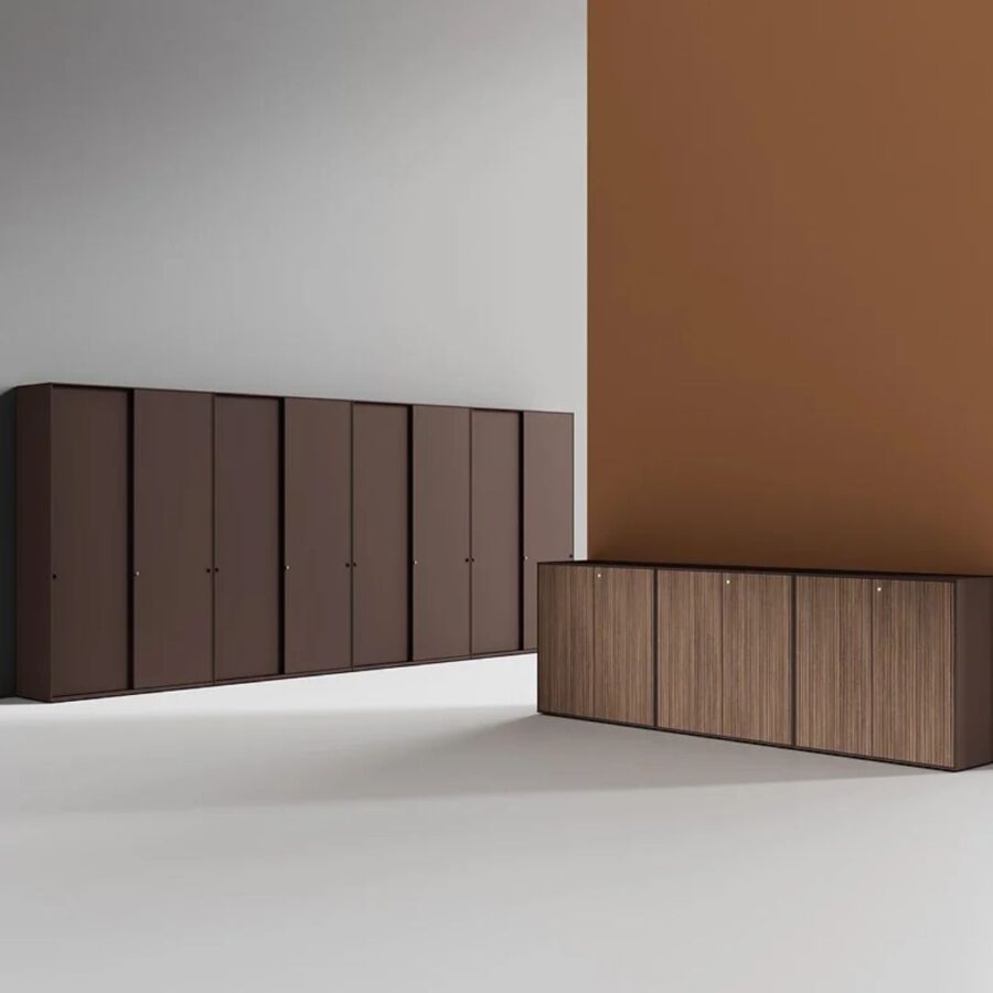 Mix of melamine and metal doors.