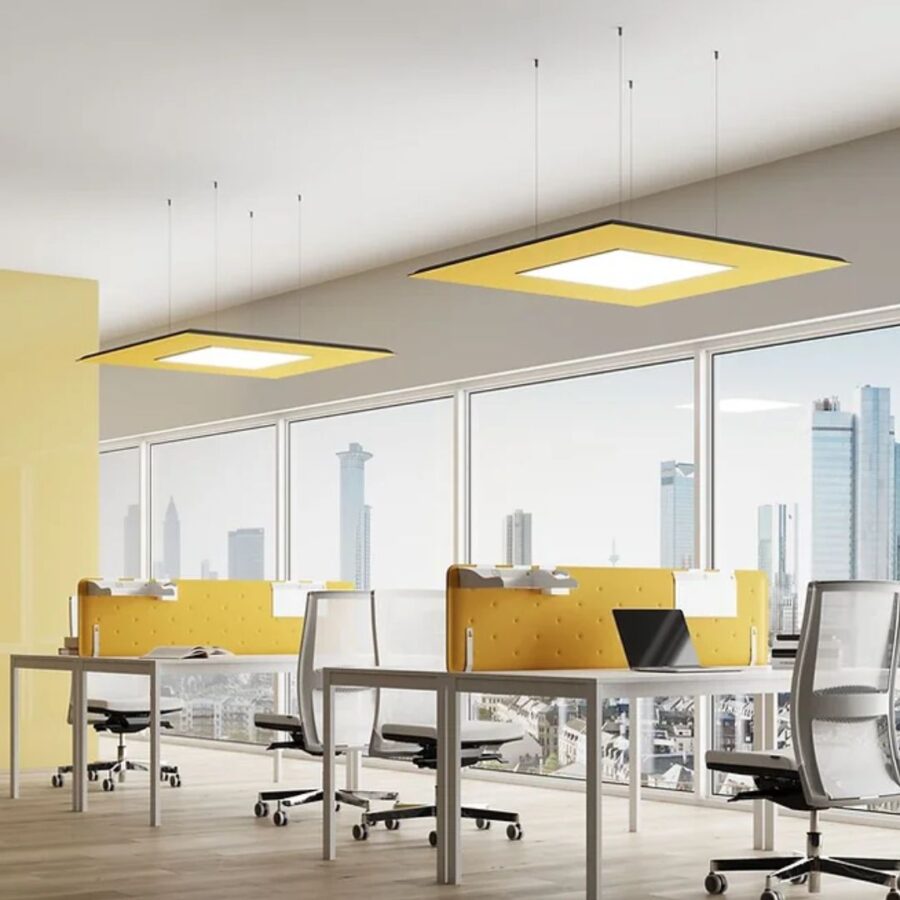 Acoustic panels with integrated lamp